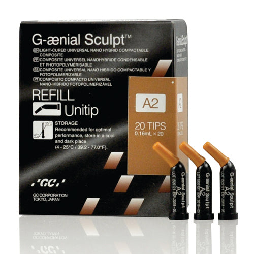 GC 009170 G-aenial Sculpt Light Cure Universal Composite Unitips 20/Pk A2 0.16 mL GC 009170 G-aenial Sculpt Light Cure Universal Composite Unitips 20/Pk A2 0.16 mL